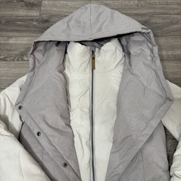 FIG Down Filled Womens Winter Long Jacket Oslo Parka Coat Beige Gray Hooded Snow - Picture 4 of 16